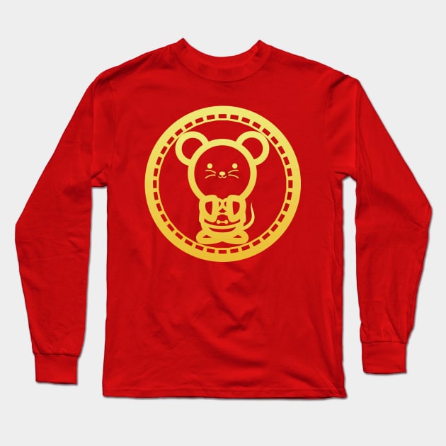 Chinese New Year Mouse Gold Long Sleeve T-Shirt by Xar623